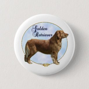Badge Rond 5 Cm Portrait Golden Retriever - Bouton