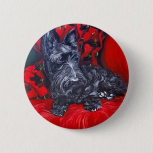 Badge Rond 5 Cm Portrait Haggis de Terrier d'écossais