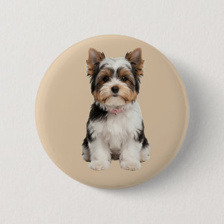 Badge Rond 5 Cm Portrait rond en forme d'épingle d'un mignon chiot