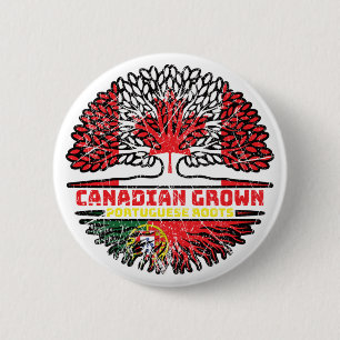 Badge Rond 5 Cm Portugal Portuguese Canadian Canada Tree Roots