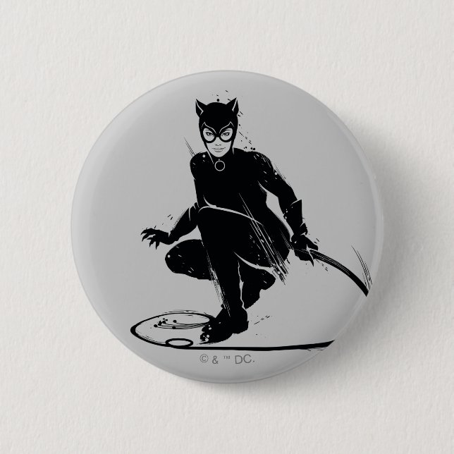 Badge Rond 5 Cm Pose à pinceau en encre Catwoman (Devant)