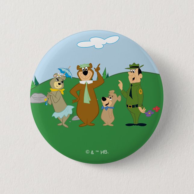 Badge Rond 5 Cm Pose classique Yogi Bear and Friends (Devant)