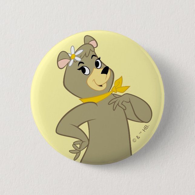Badge Rond 5 Cm Pose Joueuse de Cindy Bear (Devant)