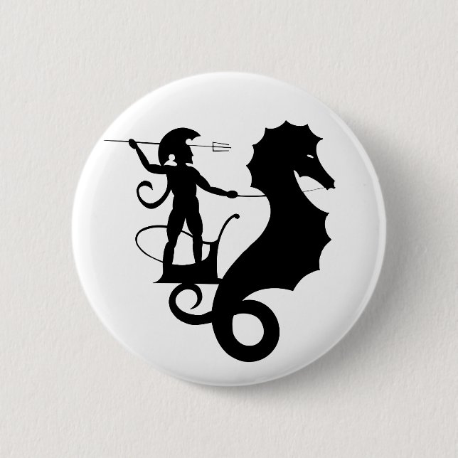 Badge Rond 5 Cm Poseidon, Greek relief design (Devant)