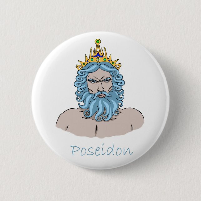 Badge Rond 5 Cm Poseidon - Insigne de Dieu grec (Devant)