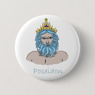 Badge Rond 5 Cm Poseidon - Insigne de Dieu grec
