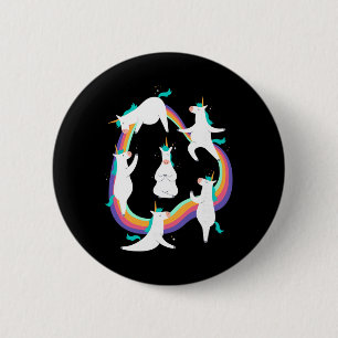 Badge Rond 5 Cm Poses de salutation au soleil de yoga licorne mème