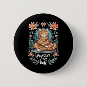 Badge Rond 5 Cm Poses de yoga à vibrations positives Chaton Chat H
