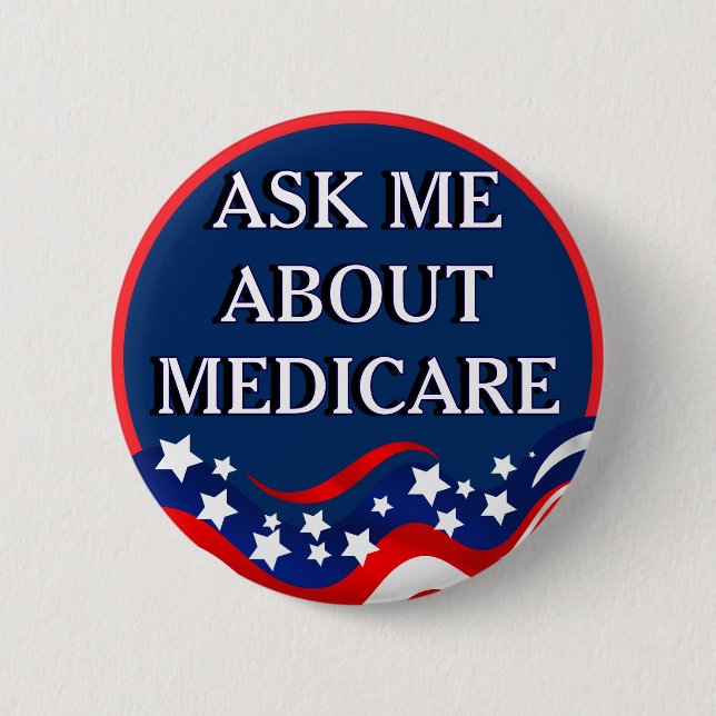 Badge Rond 5 Cm Posez-moi des questions sur Medicare (Devant)