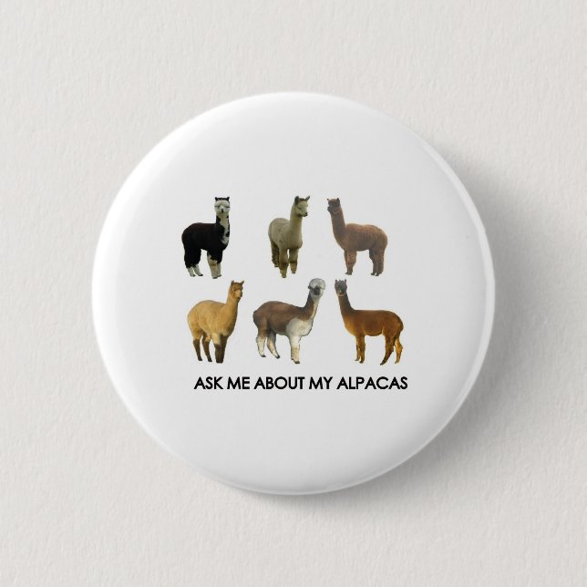 Badge Rond 5 Cm Posez-moi des questions sur mes alpacas (Devant)