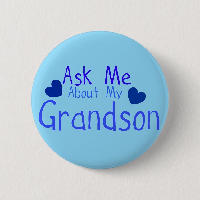 Badge Rond 5 Cm Posez-moi des questions sur mon petit-fils ! (Devant)