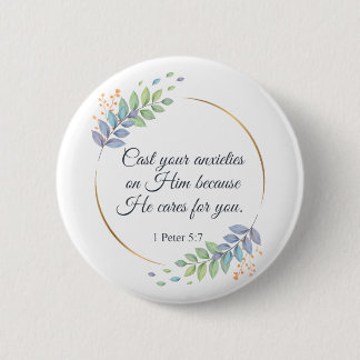 Badge Rond 5 Cm Posez vos angoisses sur Lui 1 Pierre 5:7
