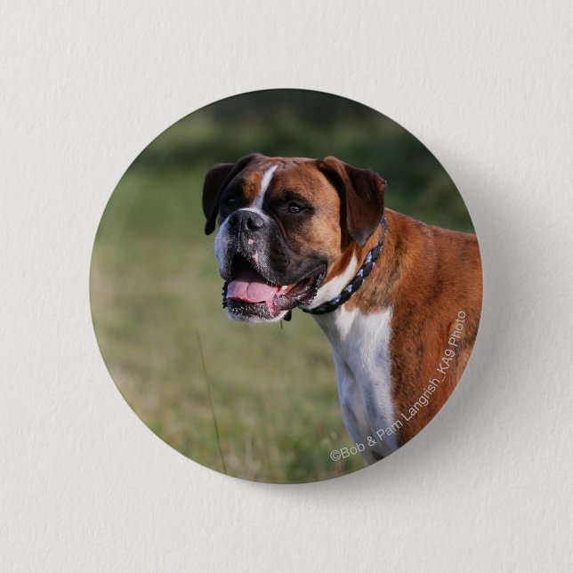 Badge Rond 5 Cm Position de chien de boxeur (Devant)