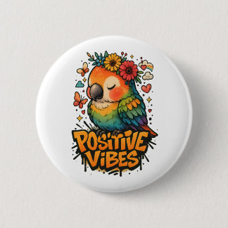 Badge Rond 5 Cm “Positive Vibes” Parrot