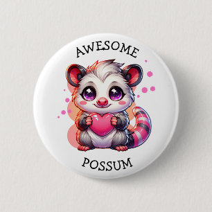 Badge Rond 5 Cm Possum génial   Opossum de dessin mignon