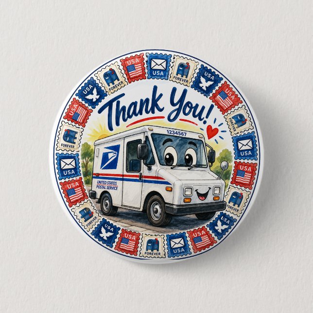 Badge Rond 5 Cm Postal Workers Appreciation  (Devant)