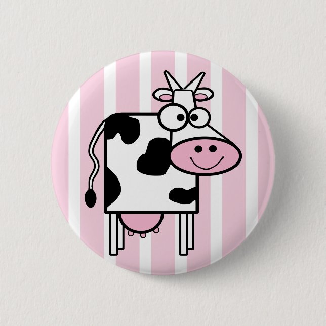 Badge Rond 5 Cm Poster de animal drôle de vache souriante (Devant)
