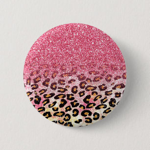 Badge Rond 5 Cm Poster de animal léopard de parties scintillant r