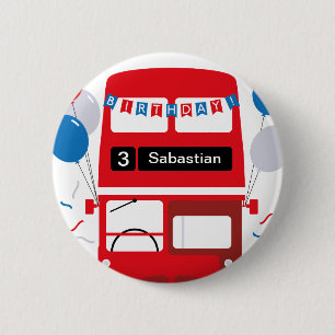 Badge Rond 5 Cm Poster de la fête personnalisée de London Red Bus