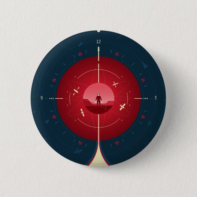 Badge Rond 5 Cm Poster de l'horloge atomique Deep Space, version r (Devant)