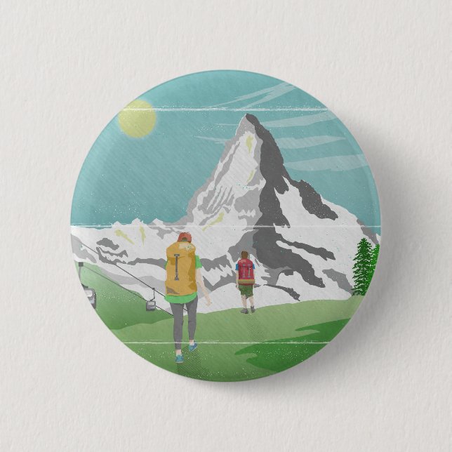 Badge Rond 5 Cm poster de voyage matterhorn Suisse (Devant)
