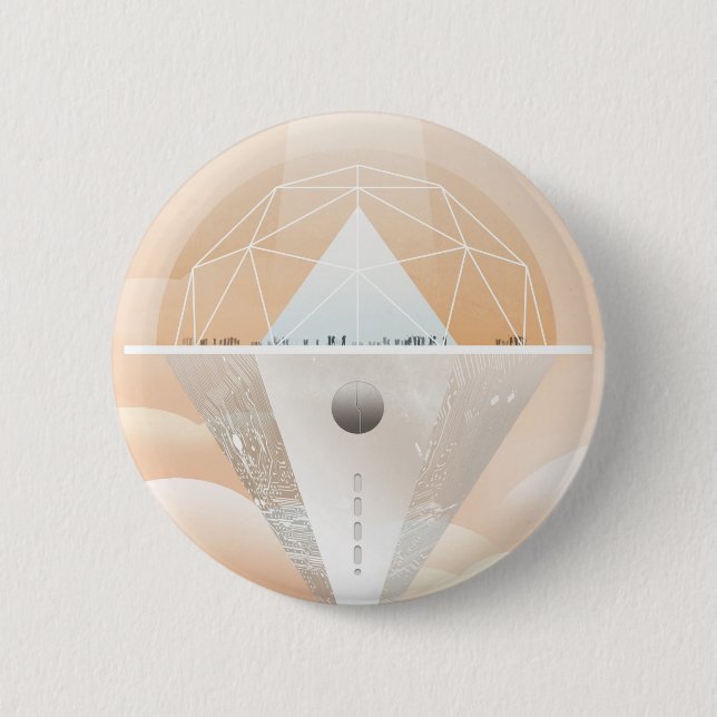 Badge Rond 5 Cm Poster-Observatoire Rétro Dans Le Système Solaire (Devant)