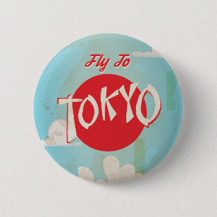 Badge Rond 5 Cm Poster Voyage Retro vintage pour Tokyo