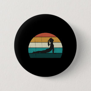 Badge Rond 5 Cm Posture de yoga rétro Vintage Méditation du corps