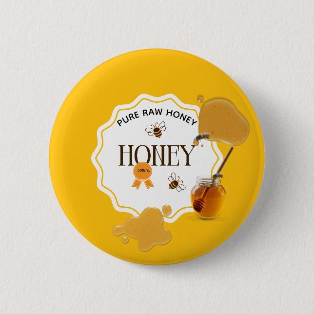 Badge Rond 5 Cm Pot de miel Abeille à miel Nid d'abeille Apiary (Devant)