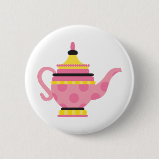Badge Rond 5 Cm Pot de thé rose