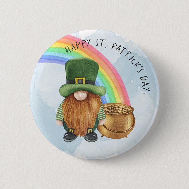 Badge Rond 5 Cm Pot d'or de lutin irlandais personnalisé pour la S (Devant)