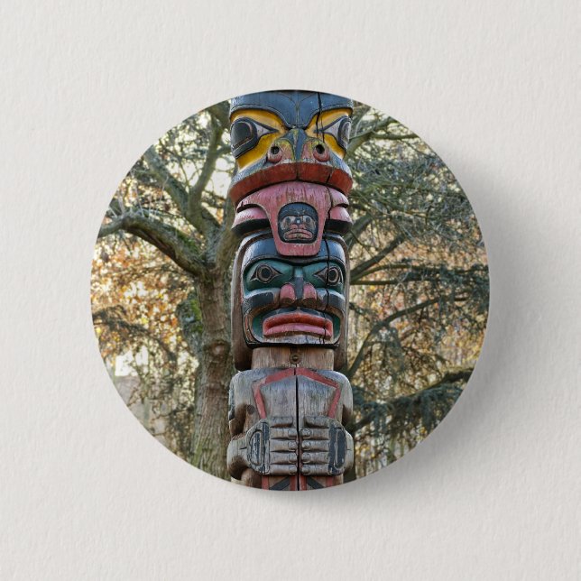 Badge Rond 5 Cm Poteau Totémique (Devant)
