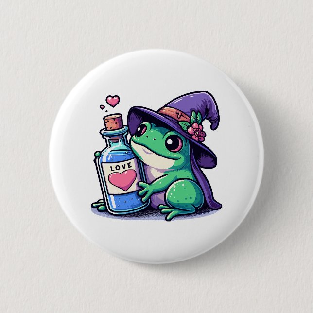 Badge Rond 5 Cm Potion d'amour sorcière Kawaii (Devant)