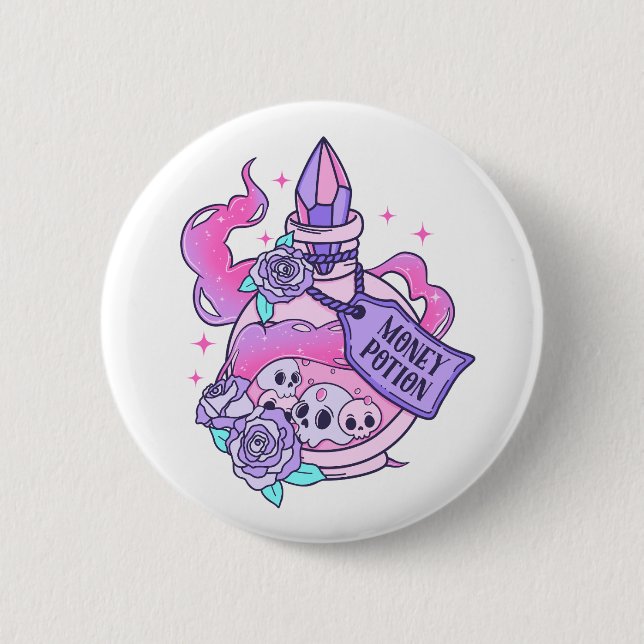 Badge Rond 5 Cm Potion d'argent mignon rose potion d'Halloween bou (Devant)