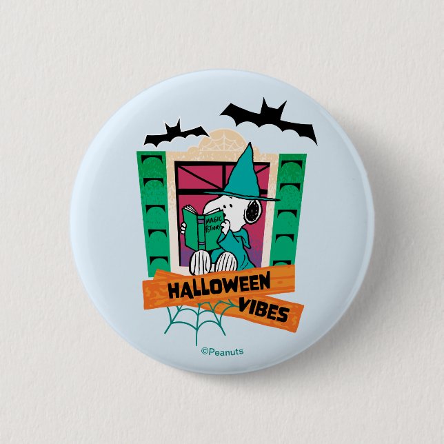 Badge Rond 5 Cm Potions Magiques de Snoopy Peanuts Halloween (Devant)