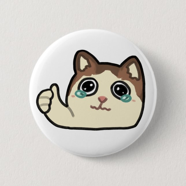Badge Rond 5 Cm pouce vers le haut en pleurant chat (Devant)
