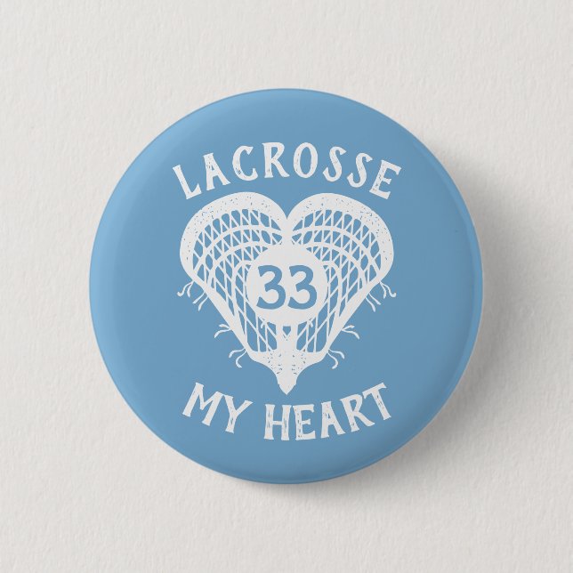 Badge Rond 5 Cm Poudre Bleue Crosse Mon Coeur Bouton (Devant)