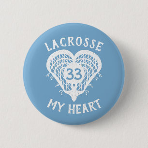 Badge Rond 5 Cm Poudre Bleue Crosse Mon Coeur Bouton