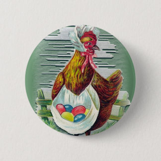 Badge Rond 5 Cm Poule et bouton de Pâques d'oeufs