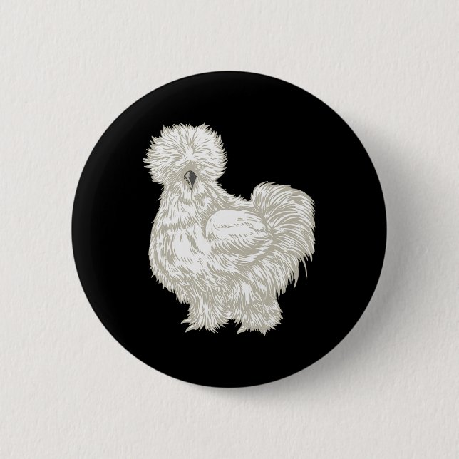 Badge Rond 5 Cm Poule soyeuse  (Devant)