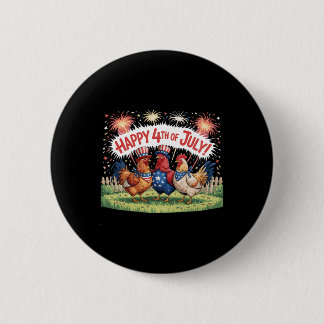 Badge Rond 5 Cm Poulet 4 juillet Ferme Jour de l'Indépendance État