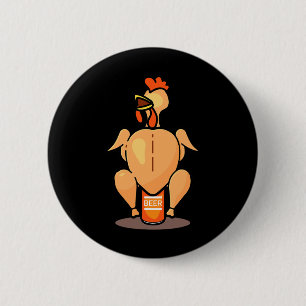 Badge Rond 5 Cm Poulet à la canette de bière BBQ Cadeau de grill B