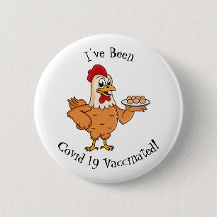 Badge Rond 5 Cm Poulet avec oeufs sur plaque de dessin animé
