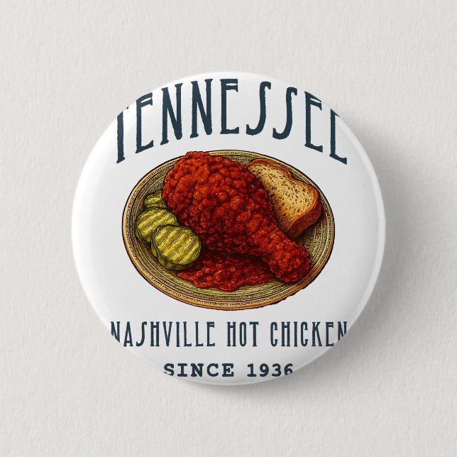 Badge Rond 5 Cm Poulet chaud de Nashville  (Devant)