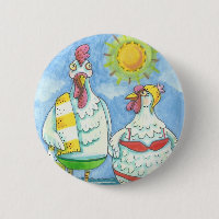 POULET DE LA MER, BOUTON DE DESSIN AMUSANT *Rond