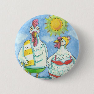 Badge Rond 5 Cm POULET DE LA MER, BOUTON DE DESSIN AMUSANT *Rond
