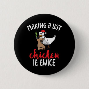 Badge Rond 5 Cm Poulet deux fois drôle de poulet de Noël design