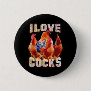 Badge Rond 5 Cm Poulet I Love S