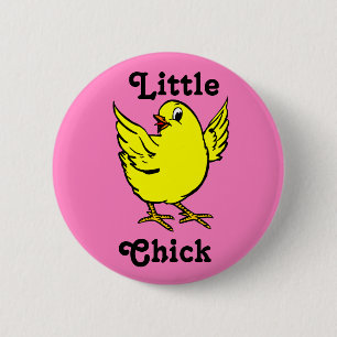 Badge Rond 5 Cm Poulet jaune lumineux de petit poussin avec des