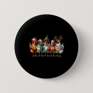 Badge Rond 5 Cm Poulet Noël Lumières Ferme Animal mignonne Noël Ho